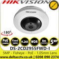 Hikvision DS-2CD2955FWD-I  5MP IP PoE Fisheye Camera with 1.05mm Fixed Lens - Horizontal Field of View 180°, Vertical Field of View 180°