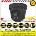Hikvision AcuSense 8MP 2.8mm Fxed Lens Network Turret Camera with 30m IR, Darkfighter, IP67 & Built in Mic - DS-2CD2386G2-IU(C)/Black 