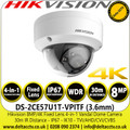Hikvision 4K/8MP Vandal Dome TVI Camera - DS-2CE57U1T-VPITF (3.6mm)