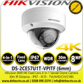 Hikvision 4K/8MP Vandal Dome TVI Camera - DS-2CE57U1T-VPITF (6mm)