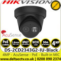Hikvision DS-2CD2343G2-IU/ Black (2.8mm) 4MP AcuSense Outdoor IP Network Black Turret Camera - 2.8mm Fixed Lens - Builin-in Microphone, WDR, IP67 Weatherproof