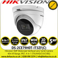 Hikvision 5MP 2.7 - 13.5mm Motorized Varifocal Lens Outdoor TVI/AHD/CVI/CVBS Turret Camera, 40m IR Distance, IP67 Water and Dust Resistant - DS-2CE79H0T-IT3ZF (C) 