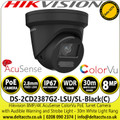 Hikvision 8MP IP Network Turret Camera - AcuSense - ColorVu 24/7 colorful imaging - Strobe Light and Audible Warning - 30m White Light Range - Built-in Two-way audio - DS-2CD2387G2-LSU/SL/Black (C)(2.8mm) 