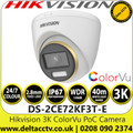 Hikvision 3K PoC ColorVu Outdoor Turret Camera with 2.8mm Fixed Lens, 40m White light Distance, IP67, OSD menu, Smart Light, Colour day/night - DS-2CE72KF3T-E(2.8mm)