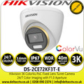 Hikvision DS-2CE72KF3T-E(3.6mm) 3K PoC ColorVu Outdoor Turret Camera with 3.6mm Fixed Lens, 40m White light Distance, IP67, OSD menu, Smart Light, Colour day/night 