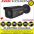 Hikvision AcuSense Darkfighter Fixed Lens IP Network 4K/8MP Black Bullet Camera - DS-2CD2T86G2-2I/Black (4mm)