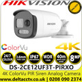 DS-2CE12UF3T-PIRXO (3.6mm) Hikvision 8MP/4K ColorVu PIR Siren Analog Bullet Camera - Active strobe light and audio alarm to warn intruders off 