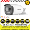 Hikvision 3K ColorVu PIR Siren Analog Outdoor Bullet Camera - 40m White Light Range, Water and Dust Resistant (IP67), 130dB WDR, 24/7 Color Imaging, Built in Strobe Light and Audio Alarm - DS-2CE12KF3T-PIRXO (3.6mm)