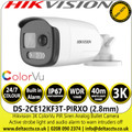 Hikvision 3K ColorVu PIR Siren Analog Outdoor Bullet Camera - 40m White Light Range, Water and Dust Resistant (IP67), 130dB WDR, 24/7 Color Imaging, Built in Strobe Light and Audio Alarm - DS-2CE12KF3T-PIRXO (2.8mm)