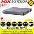 Hikvision 4 Channel AcuSense AoC TVI Turbo 5.0 upto 8MP DVR - IDS-7204HTHI-M1/P(C)