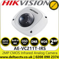 Hikvision 2MP 1080p Full HD 1/2.9”CMOS IR Dot Matrix Hemispherical TVI Camera - AE-VC211T-IRS