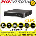 Hikvision DS-8664NI-I8 64-Channel 12MP No PoE 16Ch NVR - 8 SATA Interfaces 