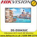 Hikvision 42.5" 4K Monitor - Multiple inputs: HDMI, VGA, RJ45, USB - DS-D5043UC