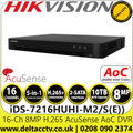 Hikvision 16 Channel 8MP AcuSense Audio DVR - 2 SATA Interfaces - Audio via Coaxial Cable - HDTVI/AHD/CVI/CVBS/IP Video Inputs - Perimeter Protection - Motion Detection - iDS-7216HUHI-M2/S(E) 
