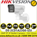 Hikvision 2MP 2.8-12mm Varifocal Lens PT Network PoE Bullet Camera - 50m IR Range -  H.265+ Compression Technology - DS-2CD1A23G0-IZU (2.8-12mm)