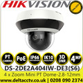 Hikvision 2-inch 4MP 4x Zoom IR Mini PT Dome PoE Camera - DS-2DE2A404IW-DE3(S6) (2.8-12mm)