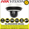 Hikvision 4MP 4x Zoom IR Mini PT Dome Network PoE Camera - Water and dust resistant (IP66) and vandal proof (IK10) - Up to 20m IR range ensures safety at night - DS-2DE2A404IW-DE3(S6) (2.8-12mm)