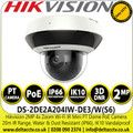 HIkvision 2MP 4x Zoom Wi-Fi IR Mini PT Dome Network PoE Camera, Up to 20 m IR range ensures safety at night, Water and dust resistant (IP66) and vandal proof (IK10) -  DS-2DE2A204IW-DE3/W(S6) (2.8-12mm)
