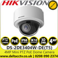 Hikvision 4MP Mini PTZ Network PoE Dome Camera with 2.8-12mm Varifocal Lens, Water And Dust Resistant (IP66) And Vandal Resistant (IK10) - DS-2DE3404W-DE(T5)