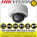 Hikvision DS-2DE3404W-DE(T5) 4MP Mini PTZ Network PoE Dome Camera with 2.8-12mm Varifocal Lens, Water And Dust Resistant (IP66) And Vandal Resistant (IK10)
