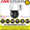 Hikvision 4MP IP PoE AcuSense ColorVu Wi-Fi Mini PT Dome Network Camera with 4mm Fixed Lens, 30m White Light Range, IP66, 120 dB WDR, 3D DNR, HLC, Face Capture, 24/7 Colorful Imaging - DS-2DE3A400BW-DE/W(T5) 