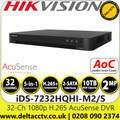 Hikvision iDS-7232HQHI-M2/S 32 Channel 2MP H.265 AoC AcuSense 32Ch DVR - HDTVI/AHD/CVI/CVBS/IP Video Input - Deep Learning-based Perimeter Protection 