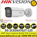 Hikvision DS-2CD2647G2T-LZS 4MP ColorVu AcuSense Face Capture Bullet PoE Network Camera with 2.8-12mm Motorized Varifocal Lens, 60m IR Distance, Water And Dust Resistant (IP67), Vandal Resistant (IK10)