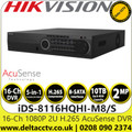 Hikvision iDS-8116HQHI-M8/S 16 Channel  2MP Full HD 1080P 2U H.265 AcuSense 8 SATA Interfaces 16Ch DVR, HDTVI/AHD/CVI/CVBS/IP Video Inputs