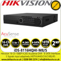 Hikvision 16 Ch  2MP Full HD 1080P 2U H.265 AcuSense 8 SATA Interfaces 16Channel DVR, HDTVI/AHD/CVI/CVBS/IP Video Inputs - iDS-8116HQHI-M8/S