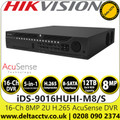 Hikvision iDS-9016HUHI-M8/S 16-Ch 8MP AcuSense 8 SATA Interfaces 16Channel DVR, HDTVI/AHD/CVI/CVBS/IP Video Inputs, H.265 Pro+ Video Compression  