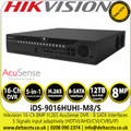 Hikvision 16-Ch 8MP AcuSense 8 SATA Interfaces 16Channel DVR, HDTVI/AHD/CVI/CVBS/IP Video Inputs, H.265 Pro+ Video Compression - iDS-9016HUHI-M8/S 
