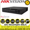 Hikvision 32 Channel DVR iDS-9032HQHI-M8/S 2MP 1080p AcuSense H.265 32Ch DVR, HDTVI/AHD/CVI/CVBS/IP Video Inputs, 8 SATA Interfaces and 1 eSATA Interface