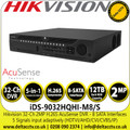 Hikvision 32Ch DVR 2MP Full HD AcuSense H.265 32Ch DVR, HDTVI/AHD/CVI/CVBS/IP Video Inputs, 8 SATA Interfaces and 1 eSATA Interface - iDS-9032HQHI-M8/S