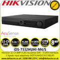 Hikvision 32Channel 8MP H.265 AcuSense 4 SATA DVR, HDTVI/AHD/CVI/CVBS/IP Video Inputs, H.265 Pro+/H.265 Pro/H.265/H.264+/H.264 Video Compression, 4 SATA Interfaces and 1 eSATA Interface -  iDS-7332HUHI-M4/S