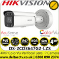 Hikvision DS-2CD3647G2-LZS 4MP ColorVu AcuSense Outdoor IP Network Bullet Camera with 3.6-9mm Motorized Varifocal Lens - 60m White Light Range - Water and Dust Resistant (IP67) - Vandal Resistant (IK10) 