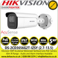 Hikvision DS-2CD3656G2T-IZSY (2.7mm-13.5mm) 5MP AcuSense DarkFighter Bullet Network IP Camera - 60m IR Range -  Audio and Alarm Interface Available - Efficient H.265+ Compression Technology - Water & Dust Resistant (IP67) & Vandal-Resistant (IK10) 