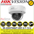 Hikvision DS-2CD3756G2T-IZSY 5MP DarkFighter AcuSense Outdoor Network PoE IP Camera with 2.7mm-13.5mm Motorized Varifocal Lens, 40m IR Range, Water and Dust Resistant (IP67) and Vandal-Resistant (IK10) 