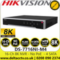 Hikvision 16 Channel 32MP No PoE 8K NVR, 4 SATA Interfaces - DS-7716NI-M4