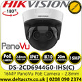Hikvision 16MP 180° PanoVu 2.8mm Lens Outdoor Network Camera, 20m IR Range, Water and Dust Resistant (IP67) and Vandal Proof (IK10) - DS-2CD6944G0-IHS(C) (2.8mm)