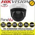 Hikvision DS-2CD6944G0-IHS(C) 16MP 180° PanoVu 2.8mm Lens Outdoor Network ip Camera, 20m IR Range, Water and Dust Resistant (IP67) and Vandal Proof (IK10) 