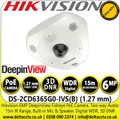 Hikvision 6MP DeepinView Fisheye Network Camera, 1.29 mm Lens, IP67/IK10 Water Resistant and Vandal Proof, Build-in Mic and Speaker, Two-way Audio, 1/1.8" Progressive Scan CMOS - DS-2CD6365G0-IVS(B)