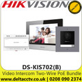 Hikvision DS-KIS702(B) Villa Two Wire Kit, Video Intercom Two-Wire PoE Bundle, Kit Includes  - DS-KD8003Y-IME2 x1,  DS-KH6320Y-WTE2 x1,  DS-KAD704Y x1,  DS-KAW30-2N x1, 16GB TF card x1