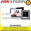 Hikvision Villa Two Wire Kit, Video Intercom Two-Wire PoE Bundle, Kit Includes  - DS-KD8003Y-IME2 x1,  DS-KH6320Y-WTE2 x1,  DS-KAD704Y x1,  DS-KAW30-2N x1, 16GB TF card x1 - DS-KIS702(B)