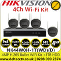 Hikvision NK44W0H-1T(WD)(D) 4MP H.265 Bullet WiFi Kit with Pre-install 1TB HDD, 4MP Bullet Wi-Fi Cameras