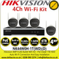 Hikvision 4MP H.265 Bullet WiFi Kit with Pre-install 1TB HDD, 4MP Bullet Wi-Fi Cameras - NK44W0H-1T(WD)(D)
