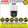 Hikvision 2MP Mini PT Dome IP Network Camera with Darkfighter Technology, 2.8mm Fixed Lens, 30m IR Range, IP66 Weather and Dust Resistent, WDR, 3D DNR - DS-2DE2C200MW-DE(S7) (2.8mm)