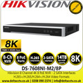 Hikvision DS-7608NI-M2/8P 32MP 8 Channel 8 PoE 2 SATA 8K NVR, H.265+/H.265/H.264+/H.264 Video Formats