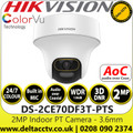 Hikvision DS-2CE70DF3T-PTS (3.6mm) 2MP Full HD 1080p ColorVu Indoor Audio TVI PT Camera with 3.6mm Fixed Lens, 20m White Light Range, 24/7 Color Imaging with F1.0 Aperture, High Quality Audio With Audio Over Coaxial Cable, Built-in Microphone