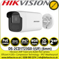 DS-2CD1P23G0-I(UF) (6mm) Hikvision 2MP Outdoor Bullet Network IP Camera, High Quality Imaging with 2MP Resolution Clear Imaging Against Strong Back Light Due to DWDR Technology Efficient H.265+ Compression Technology 