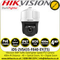 Hikvision 4MP 40 × Optical Zoom, 16 × Digital Zoom IP PoE IR Traffic PTZ Network Camera with 400m IR Range, Water and Dust Resistant (IP67), 140 dB WDR, 3D DNR, HLC, BLC, EIS, Defog - iDS-2VS435-F840-EY(T5)